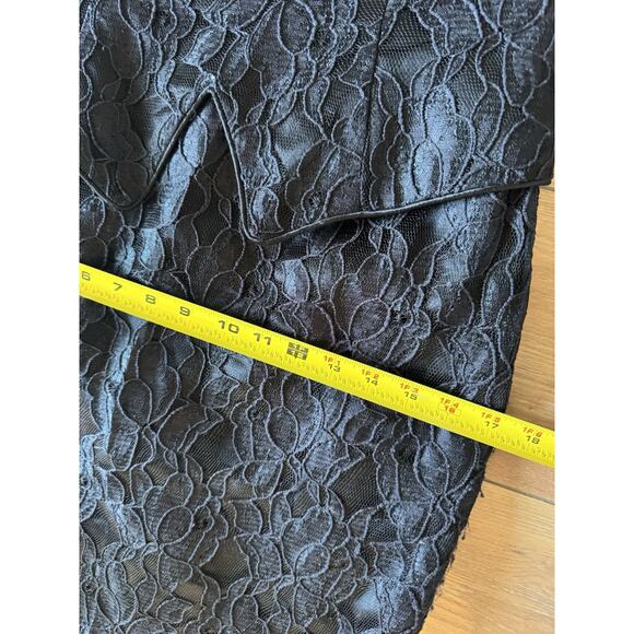 Vintage 80s Scott McClintock Black Lace Wiggle Dress Rhinestone Buttons 4P Sexy - Picture 9 of 16